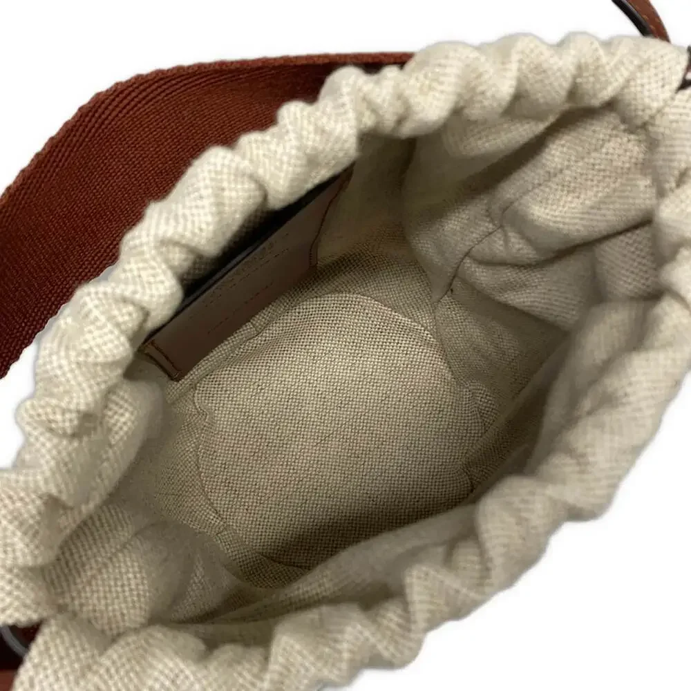Chloé Basket Shoulder Bag CHC25SS529O8227S Beige Dark Brown Straw Leather
